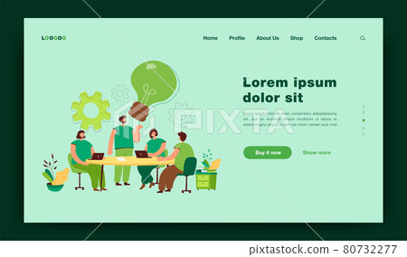 Company team brainstorming at meeting flat vector illustration 80732277
