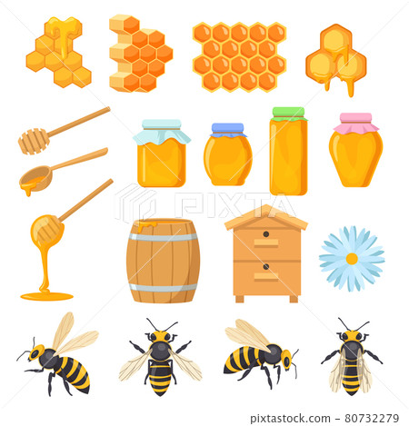 Colorful set of honey symbols Colorful set of honey symbols 80732279
