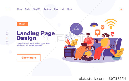 Addicted family using digital gadgets Addicted family using digital gadgets 80732354