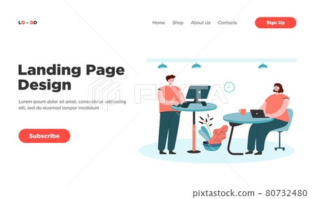 Office employees working at ergonomic workplaces 80732480