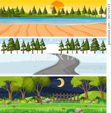 Set of different nature horizontal scenes Set of different nature horizontal scenes 80732631