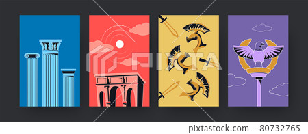 Set of contemporary art posters with ancient Rome symbols 80732765