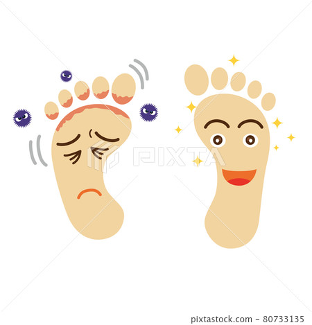 Anthropomorphic athlete's foot foot and healthy foot illustration | Footprint Sole illustration Body parts Foot health health image 80733135