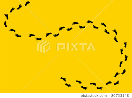 Illustration of continuous barefoot footprints while curving Graphic material Illustration of continuous barefoot footprints while curving Graphic material 80733148