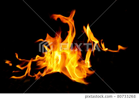 Fire flames on black background. 80733268