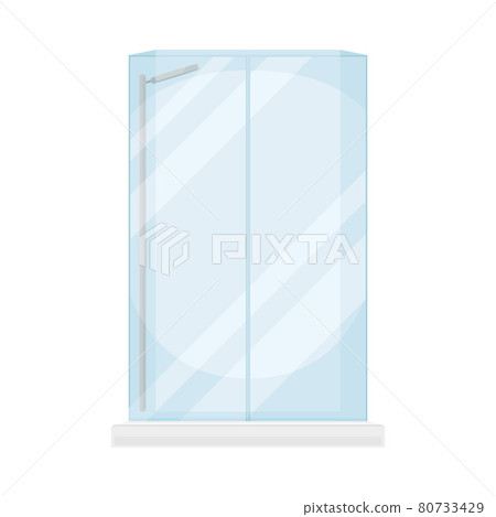 Stall Shower or Shower Unit with Door to Contain Water Spray Vector Illustration 80733429