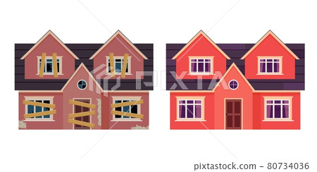 Abandoned house. Home renovation. 80734036