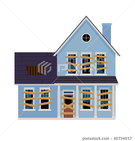 Old abandoned house cartoon 80734037