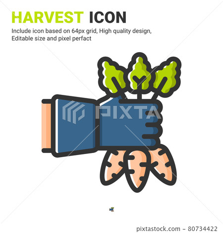 Harvest icon vector with outline color style isolated on white background. Vector illustration crop sign symbol icon concept for digital farming, technology, industry, agriculture, web and all project Harvest icon vector with outline color style isolated on white background. Vector illustration crop sign symbol icon concept for digital farming, technology, industry, agriculture, web and all project 80734422