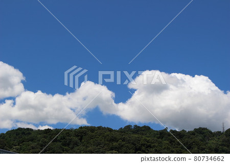 Blue sky and clouds over the mountains 80734662
