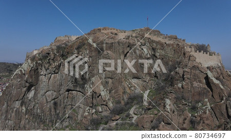 Historical castle ruins aerial drone Historical castle ruins aerial drone 80734697