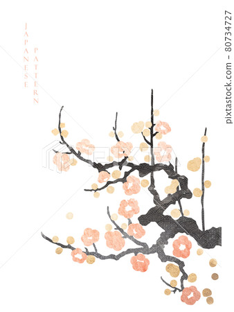 Japanese background with gold and black texture vector. Cherry blossom flower, bamboo and chinese cloud decorations in vintage style. Art landscape icon and logo design. Japanese background with gold and black texture vector. Cherry blossom flower, bamboo and chinese cloud decorations in vintage style. Art landscape icon and logo design. 80734727