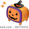 TV-shaped Halloween pumpkin ghost 80735032