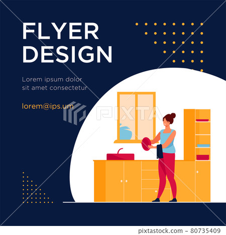 Woman washing dishes at home 80735409