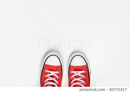 Template with summer footwear over white background 80735817