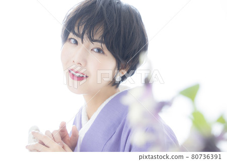 Kimono short-haired woman lace half-collar Kimono short-haired woman lace half-collar 80736391