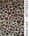 Antique Rustic Cordwood Log Cabin House Wall Background Antique Rustic Cordwood Log Cabin House Wall Background 80736824