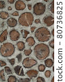 Antique Rustic Cordwood Log Cabin House Wall Background Antique Rustic Cordwood Log Cabin House Wall Background 80736825
