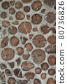 Antique Rustic Cordwood Log Cabin House Wall Background Antique Rustic Cordwood Log Cabin House Wall Background 80736826