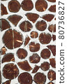Antique Rustic Cordwood Log Cabin House Wall Background Antique Rustic Cordwood Log Cabin House Wall Background 80736827