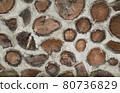 Antique Rustic Cordwood Log Cabin House Wall Background Antique Rustic Cordwood Log Cabin House Wall Background 80736829