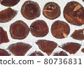 Antique Rustic Cordwood Log Cabin House Wall Background Antique Rustic Cordwood Log Cabin House Wall Background 80736831