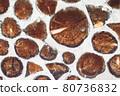 Antique Rustic Cordwood Log Cabin House Wall Background Antique Rustic Cordwood Log Cabin House Wall Background 80736832