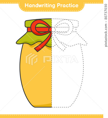 Handwriting practice. Tracing lines of Jam. Educational children game, printable worksheet, vector illustration 80737030