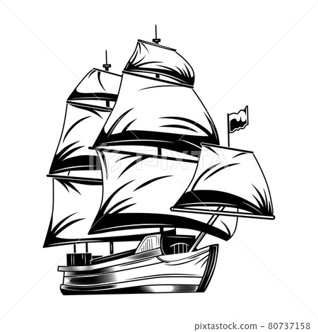 Vintage sailing ship vector illustration 80737158