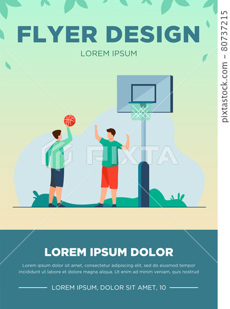 Teenagers playing basketball on street 80737215