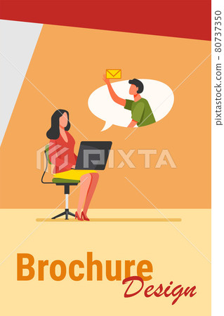 Office employee with laptop sending or receiving message 80737350