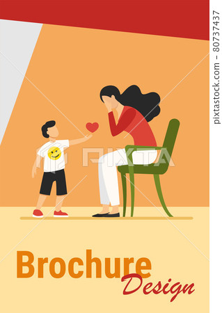 Little boy giving heart to sad mother Little boy giving heart to sad mother 80737437