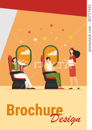 Happy passengers sitting and airplane near windows 80737491