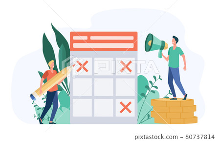 Two men and schedule for publications in social media 80737814