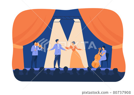 Opera singers playing on stage with musicians Opera singers playing on stage with musicians 80737908