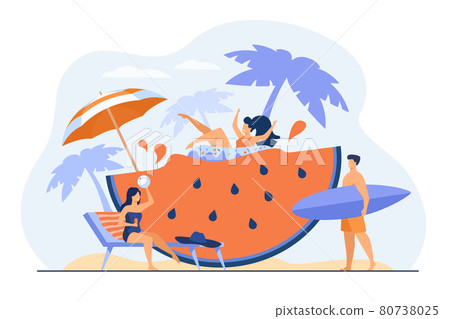 Group of friends enjoying summer activities 80738025