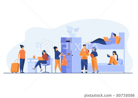 College student dorm interior 80738086