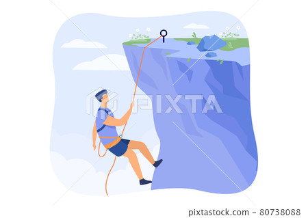 Climber hanging on rope 80738088