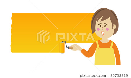 Illustration image of a housewife painting a wall Illustration image of a housewife painting a wall 80738819