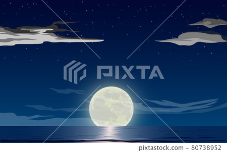 landscape of the beach in full moon night landscape of the beach in full moon night 80738952