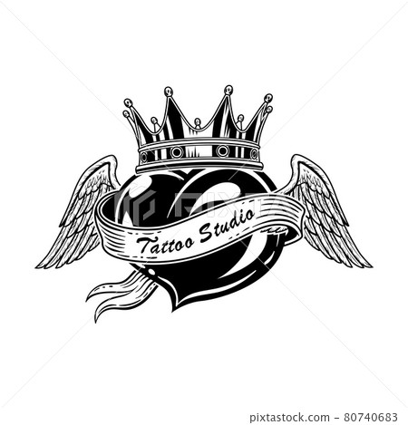 Vintage heart with wings vector illustration Vintage heart with wings vector illustration 80740683