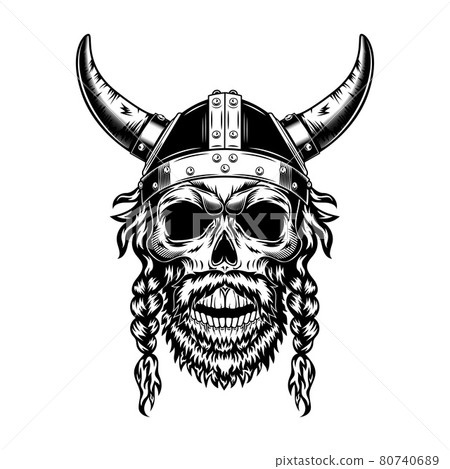 Viking skull in horned helmet vector illustration Viking skull in horned helmet vector illustration 80740689