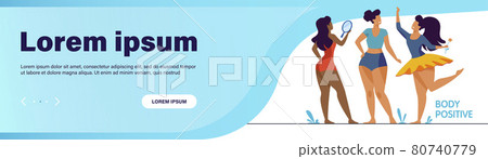 Happy girls admiring their bodies flat vector illustration 80740779