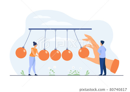 Tiny people standing near pendulum Tiny people standing near pendulum 80740817