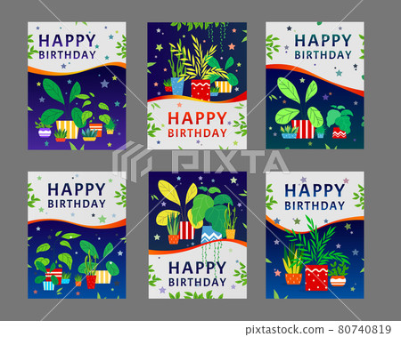 Happy birthday greeting cards design set Happy birthday greeting cards design set 80740819