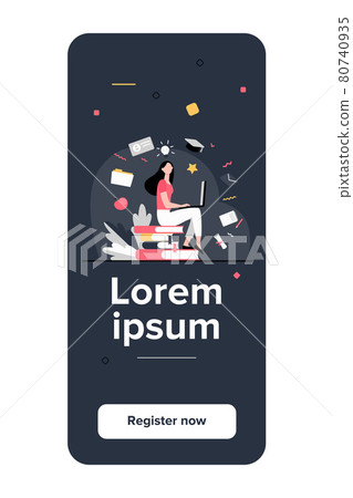 Student with laptop studying on online course 80740935