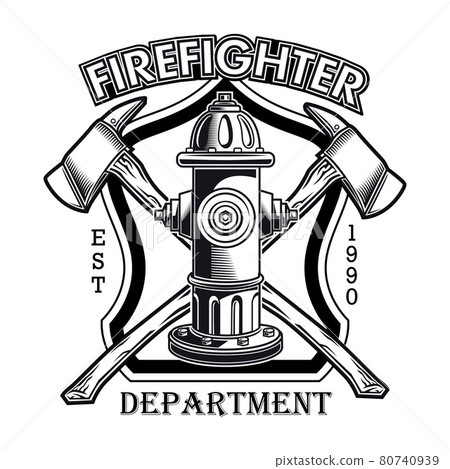 Firefighter emblem with hydrant vector illustration Firefighter emblem with hydrant vector illustration 80740939