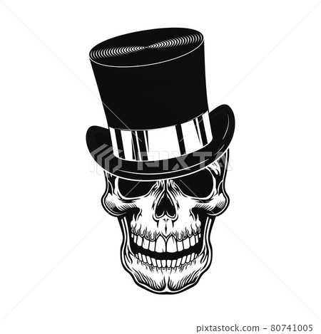 Skull in top hat vector illustration Skull in top hat vector illustration 80741005