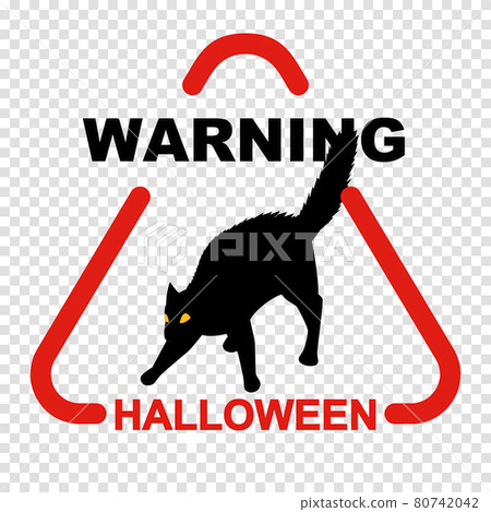 Halloween warning sign with black cat. Transparent background. Vector illustration. Halloween warning sign with black cat. Transparent background. Vector illustration. 80742042