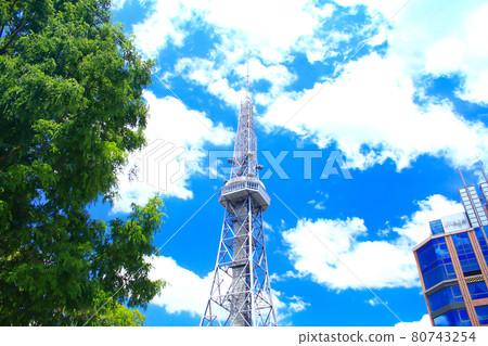 名古屋市名古屋電視塔和清新的綠色風景 80743254